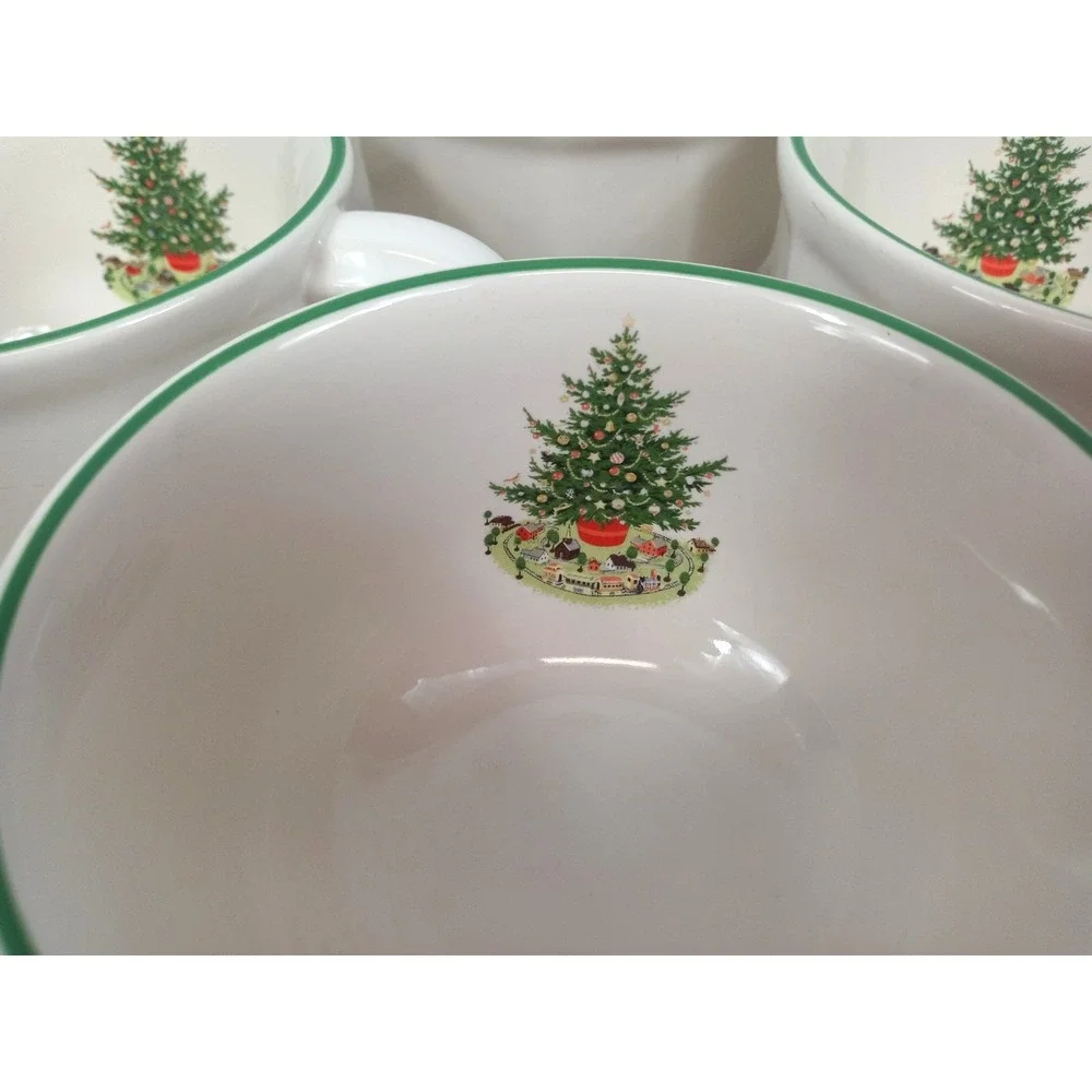 Set of 6 Pfaltzgraff Christmas Heritage Cups Mugs Holiday Christmas Tree Green T - Picture 13 of 13